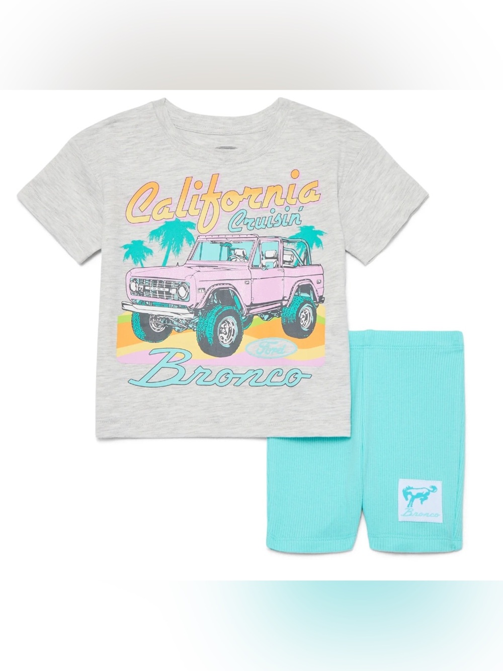 Ford Bronco Toddler Girls Graphic Tee and Bike Shorts Set, 2-Piece